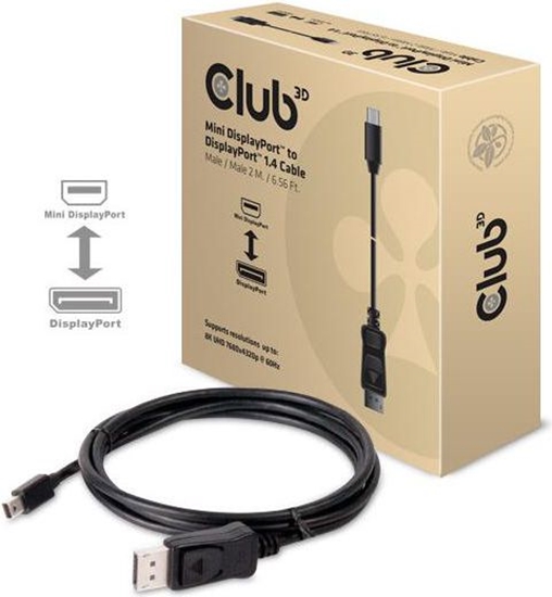 Изображение Kabel Club 3D DisplayPort Mini - DisplayPort 2m czarny (CAC-1115)