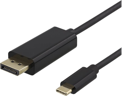 Изображение Kabel Deltaco USB-C - DisplayPort kabelis DELTACO 4K UHD, paauksuotos jungtys, 1m, juodas / USBC-DP100-K / 00140012