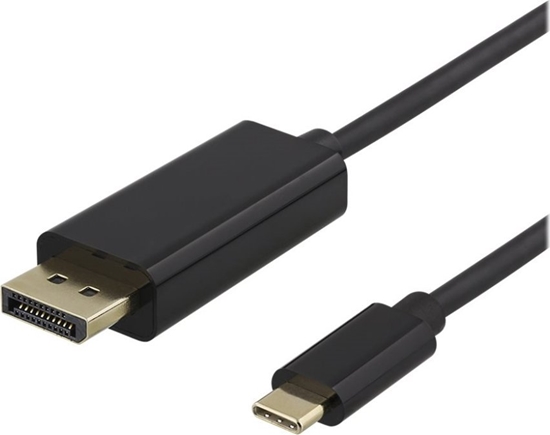 Изображение Kabel Deltaco USB-C - DisplayPort kabelis DELTACO 4K UHD, paauksuotos jungtys, 1m, juodas / USBC-DP100-K / 00140012