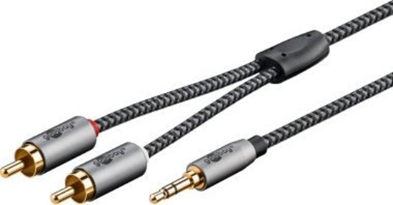 Picture of Kabel Goobay Kabel przejciowy audio AUX, jack 3,5 mm na wtyczk stereo RCA, 5 m, Sharkskin Grey - Dugo kabla 5 m