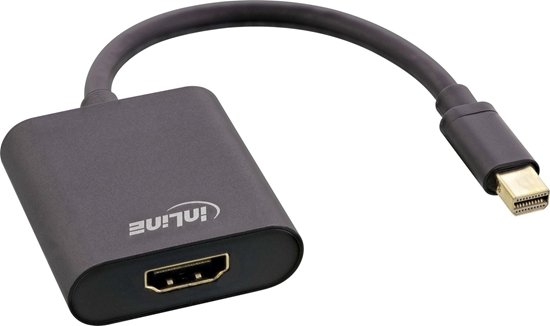 Picture of Kabel InLine InLine® Mini DisplayPort HDMI Adaptor Aluminum with Audio, 4K/60Hz, black, 0.15m