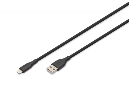 Изображение Digitus Lightning silicone connection cable, USB-A - Lightning 1m, black