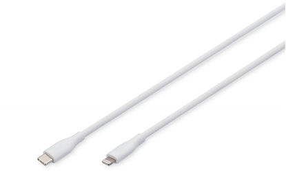 Изображение Digitus Lightning silicone connection cable, USB-C - Lightning, 0.5m, white