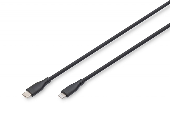 Изображение Digitus Lightning silicone connection cable, USB-C - Lightning, 0.5m, black