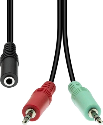 Изображение Kabel ProXtend Mini-Jack 4-Pin to 2x 3-Pin Cable F-M Black 40cm