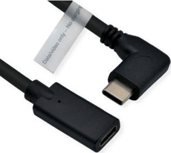 Picture of USB-C pagarināt.kabelis (DP alt.mode), C-C,  M/F, 90° leņķī, 2m, Roline