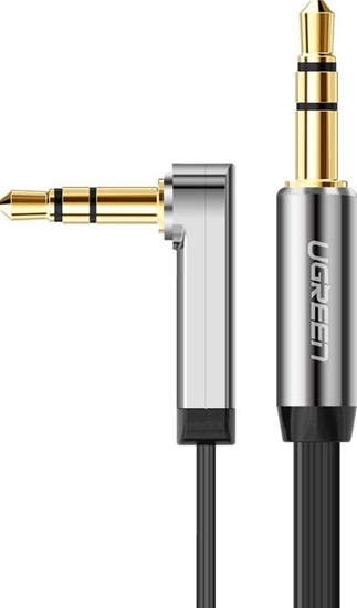 Изображение Kabel Ugreen Ktowy kabel mini jack 3,5mm AUX UGREEN AV119, paski, 0.5 m (czarny)