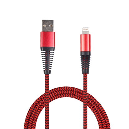 Picture of 2GO USB Lade-/Datenkabel Lightning   1m  Nylon rot PET-Verp.
