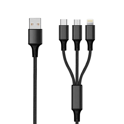 Изображение Kabel USB 2GO USB-A - USB-C + microUSB + Lightning 1.5 m Czarny (797153)