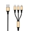 Изображение Kabel USB 2GO USB-A - USB-C + microUSB + Lightning 1.5 m Czarno-zoty (797152)