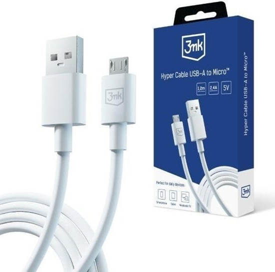 Picture of Kabel USB 3MK USB-A - microUSB 1.2 m Biay (5903108541176)