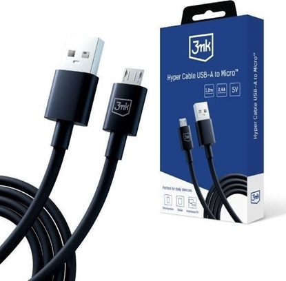 Attēls no Kabel USB 3MK USB-A - microUSB 1.2 m Czarny (5903108541183)