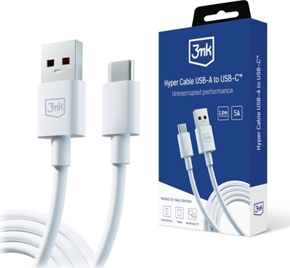 Attēls no Kabel USB 3MK USB-A - USB-C 1.2 m Biay (Hyper Cable A to C 1.2m 5A)