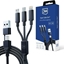Изображение Kabel USB 3MK USB-A + USB-C - USB-C + microUSB + Lightning 1.5 m Czarny (5903108541244)