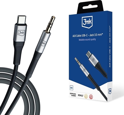 Attēls no Kabel USB 3MK USB-C - mini Jack 3.5 mm Czarno-srebrny (AUX USB-C - Jack 3,5 mm)
