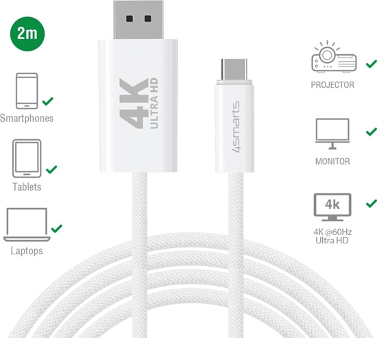 Picture of Kabel USB 4smarts USB-C - DisplayPort 2 m Biay (540958)