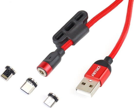Picture of Kabel USB AMiO USB-A - Magnetyczne 1 m Czerwony (AMI-02522)