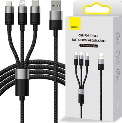 Picture of Kabel USB Baseus USB-A - microUSB + Lightning 1.2 m Czarny (BSU3937)