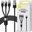 Attēls no Kabel USB Baseus USB-A - microUSB + Lightning 1.2 m Czarny (BSU3937)