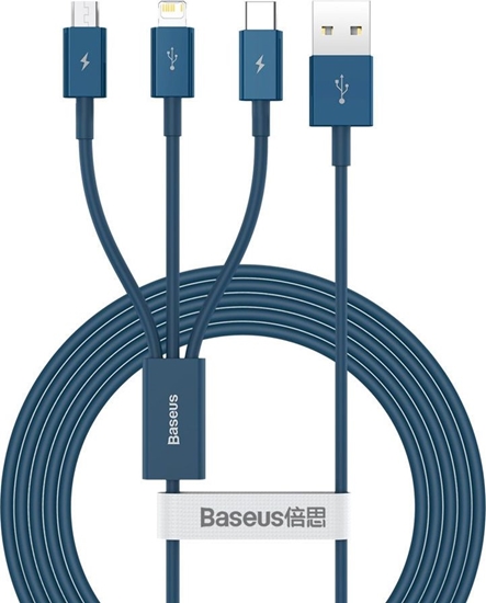 Изображение Baseus Baseus Superior 3in1 USB cable - Lightning / USB Type C / micro USB 3.5 A 1.5 m blue (CAMLTYS-03)