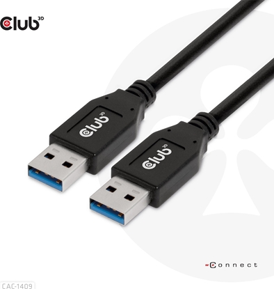 Attēls no Kabel USB Club 3D USB-A - USB-A 0.5 m Czarny (CAC-1409)