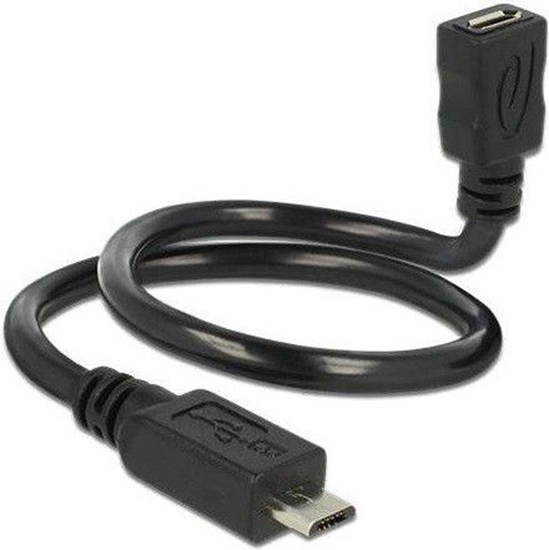 Picture of Delock Cable USB 2.0 Micro-B male > USB 2.0 Micro-B female OTG ShapeCable 0.35 m