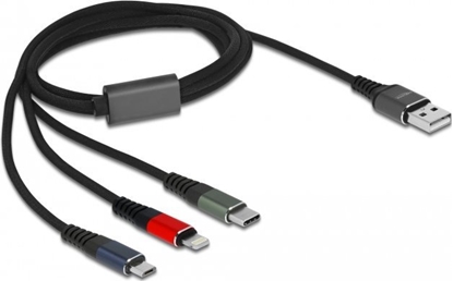 Picture of Delock USB Charging Cable 3 in 1 Type-A to Lightning™ / Micro USB / USB Type-C™ 1 m 3-coloured