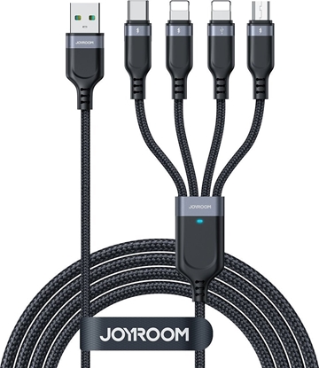 Attēls no Kabel USB Joyroom USB-A - 2x USB-C + Lightning + microUSB 1.2 m Czarny (JYR777)