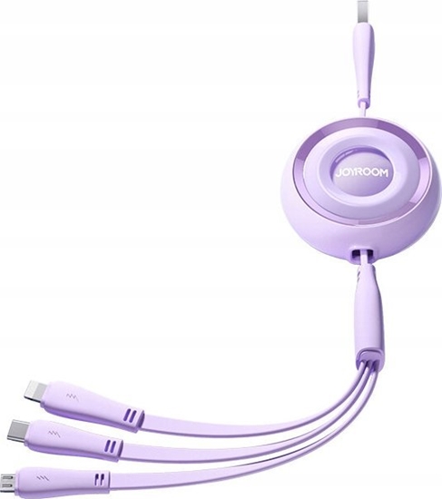 Picture of Kabel USB Joyroom USB-A - USB-C + microUSB + Lightning 1 m Fioletowy (JYR944)