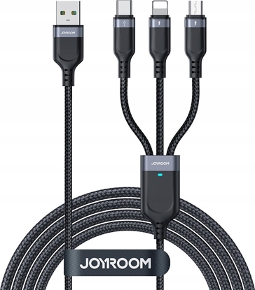 Picture of Kabel USB Joyroom USB-A - USB-C + microUSB + Lightning 1.2 m Czarny (JYR842)