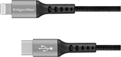 Attēls no Kabel USB Kruger&Matz USB-C - Lightning 1 m Czarno-srebrny (KM1267)