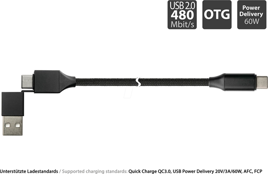 Picture of Kabel USB PYTHON USB-A - USB-C 1 m Czarny (PY-USB002S)