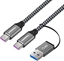Attēls no Kabel USB PremiumCord USB-A + USB-C - USB-C 2 m Czarno-szary (ku31cq2)
