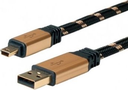 Picture of USB 2.0 kabelis A - 5pin mini , M/M, 1.8m, Roline Gold