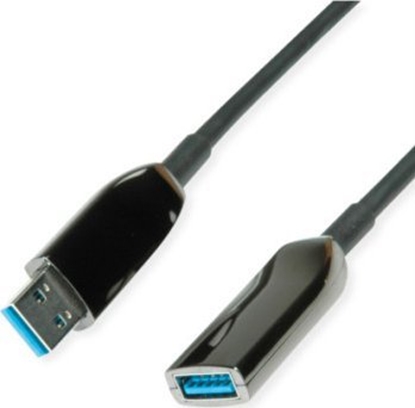 Picture of Roline USB 3.2 Gen 1 Extension Cable, 1 Port, AOC, M/F, black, 20 m