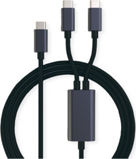 Picture of Roline USB2.0 Y - Splitter Charging Cable, Type C Connectors, C-C, M/M, max. 100W, black, 1.85 m