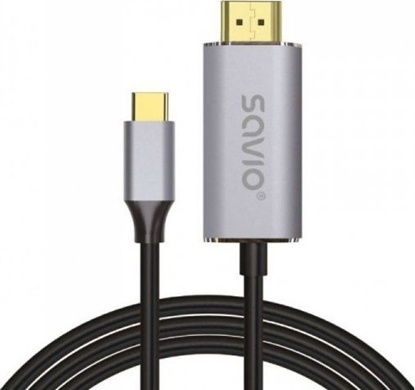 Attēls no Kabel USB Savio USB-C - HDMI 2 m Czarno-srebrny (SAVKABELCL-171)