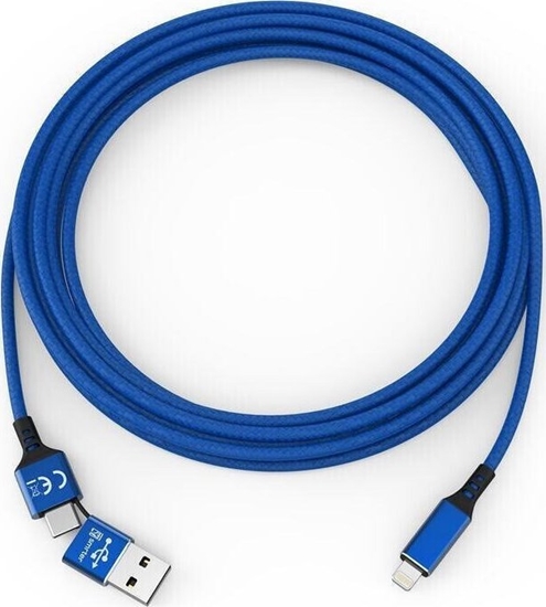 Изображение Kabel USB Smrter USB-A + USB-C - USB-C + microUSB + 2x Lightning 1 m Niebieski (SMRTER_SPEEDY_L_NB)