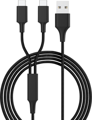 Attēls no Kabel USB Smrter USB-A - 2x USB-C 1.2 m Czarny (SMRTER_HYDRA_DUO_C_BK)