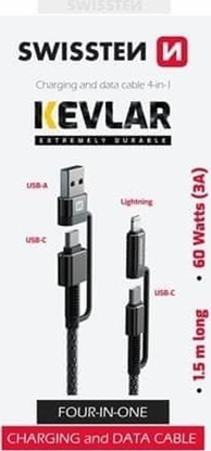 Picture of Kabel USB Sourcing USB-A + USB-C - USB-C + Lightning 1.5 m Szary (8595217481367)
