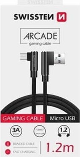 Изображение Kabel USB Swissten USB-A - microUSB 1.2 m Czarny (71527500)