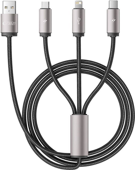 Picture of Kabel USB Tech-Protect USB-A - USB-C + microUSB + Lightning 1 m Szary (5906203691272)