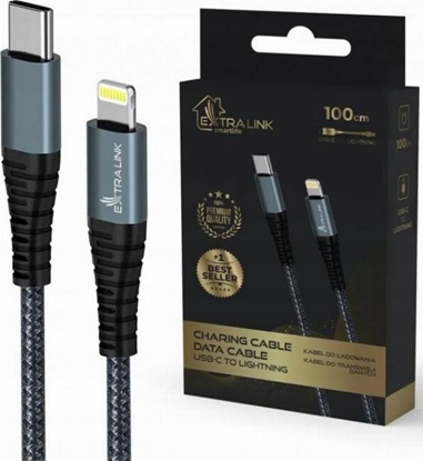 Attēls no Kabel USB ExtraLink USB-C - USB-C 1.2 m Szary (CABESL07)