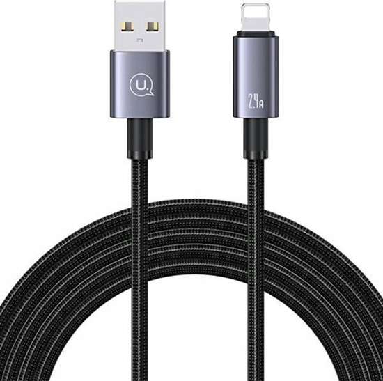 Изображение Kabel USB Usams USB-A - Lightning 1.2 m Czarny (USA1048)