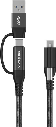 Изображение Kabel USB VivoLink USB-A + USB-C - USB-C 1.5 m Czarny (PROUSBCMM1.5ADP)
