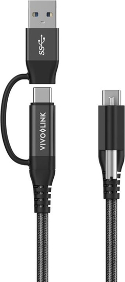Изображение Kabel USB VivoLink USB-A + USB-C - USB-C 1.5 m Czarny (PROUSBCMM1.5ADP)