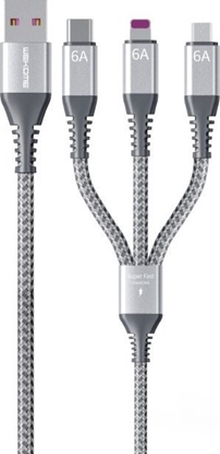 Picture of Kabel USB Wekome USB-A - USB-C + microUSB + Lightning 1.2 m Srebrny (WK-WDC-170_SILVER)