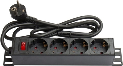 Attēls no Kabel zasilajcy Alcasa Alcasa GC-N0075 rozgaziacz 4 x gniazdo sieciowe Wewntrzna Czarny, Czerwony