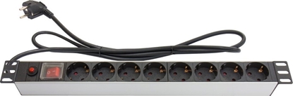 Attēls no Kabel zasilajcy Alcasa Alcasa GC-N0087 rozgaziacz 1,8 m 8 x gniazdo sieciowe Wewntrzna Czarny, Srebrny