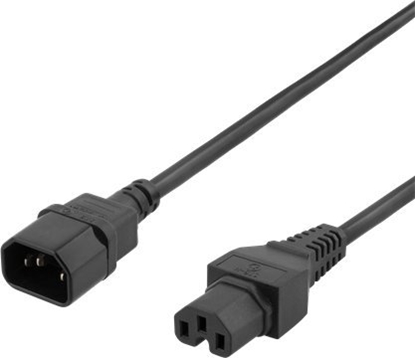 Изображение Kabel zasilajcy Deltaco Extension cord IEC C15, IEC C14, 1m, black